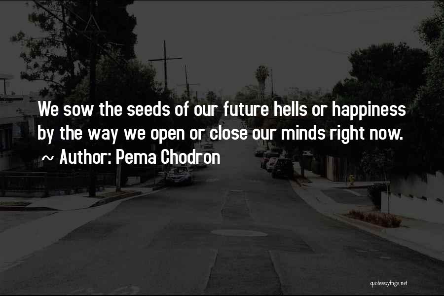 Pema Chodron Quotes: We Sow The Seeds Of Our Future Hells Or Happiness By The Way We Open Or Close Our Minds Right