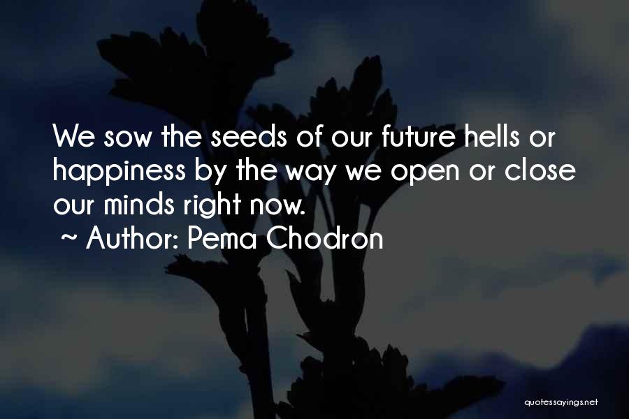 Pema Chodron Quotes: We Sow The Seeds Of Our Future Hells Or Happiness By The Way We Open Or Close Our Minds Right