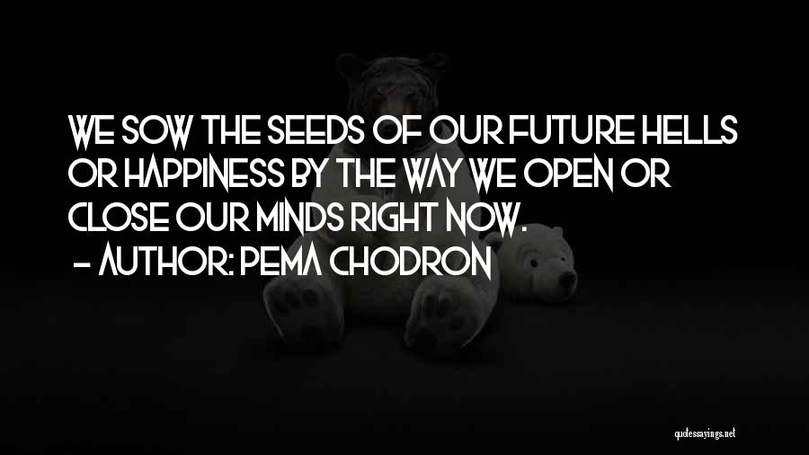Pema Chodron Quotes: We Sow The Seeds Of Our Future Hells Or Happiness By The Way We Open Or Close Our Minds Right