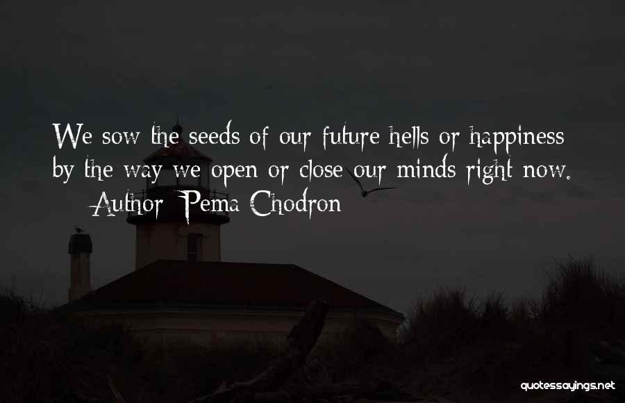 Pema Chodron Quotes: We Sow The Seeds Of Our Future Hells Or Happiness By The Way We Open Or Close Our Minds Right