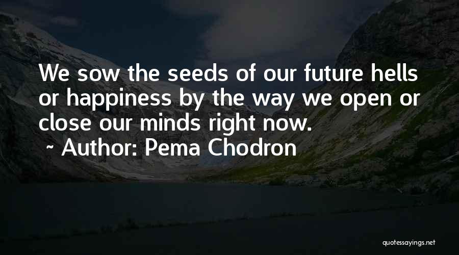 Pema Chodron Quotes: We Sow The Seeds Of Our Future Hells Or Happiness By The Way We Open Or Close Our Minds Right