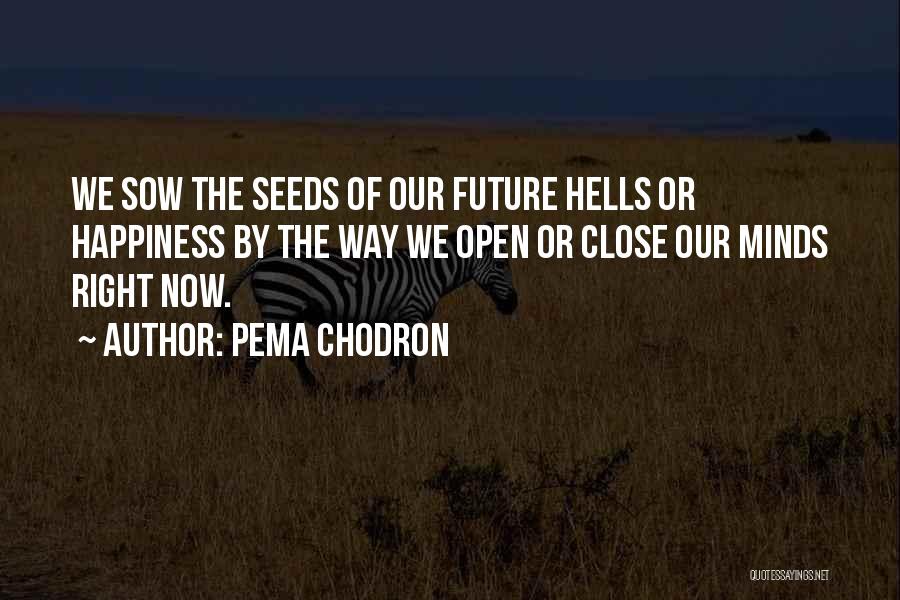 Pema Chodron Quotes: We Sow The Seeds Of Our Future Hells Or Happiness By The Way We Open Or Close Our Minds Right