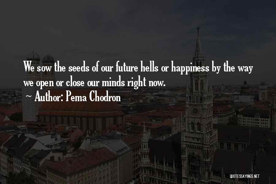 Pema Chodron Quotes: We Sow The Seeds Of Our Future Hells Or Happiness By The Way We Open Or Close Our Minds Right