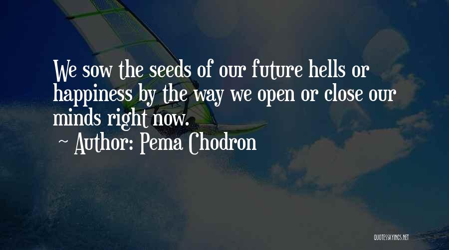 Pema Chodron Quotes: We Sow The Seeds Of Our Future Hells Or Happiness By The Way We Open Or Close Our Minds Right