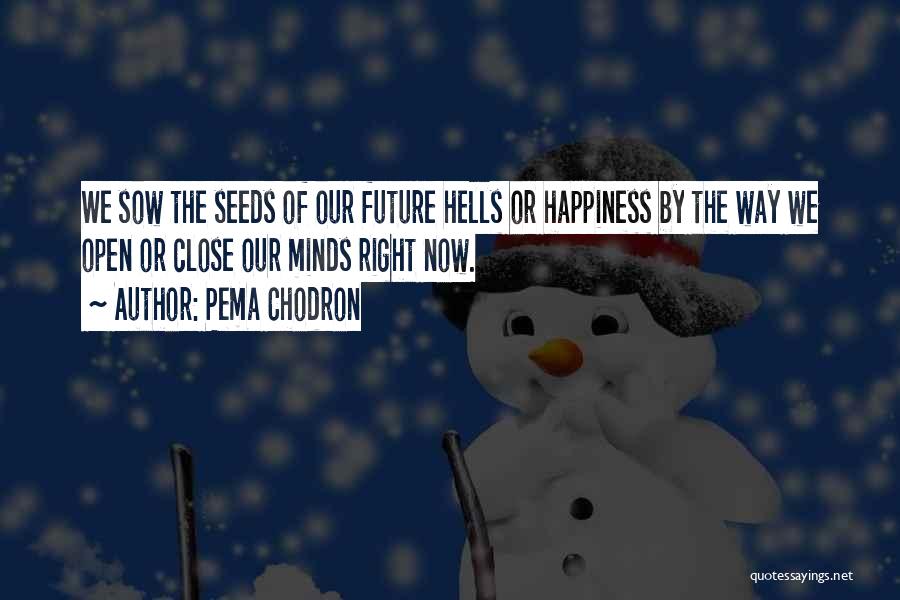 Pema Chodron Quotes: We Sow The Seeds Of Our Future Hells Or Happiness By The Way We Open Or Close Our Minds Right