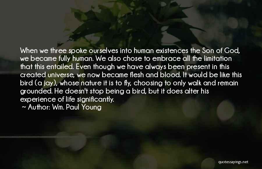 Wm. Paul Young Quotes: When We Three Spoke Ourselves Into Human Existences The Son Of God, We Became Fully Human. We Also Chose To