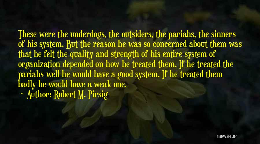 Robert M. Pirsig Quotes: These Were The Underdogs, The Outsiders, The Pariahs, The Sinners Of His System. But The Reason He Was So Concerned