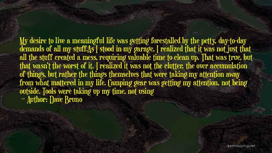 Dave Bruno Quotes: My Desire To Live A Meaningful Life Was Getting Forestalled By The Petty, Day-to-day Demands Of All My Stuff.as I