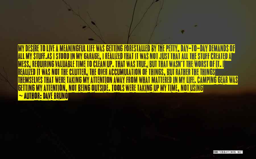 Dave Bruno Quotes: My Desire To Live A Meaningful Life Was Getting Forestalled By The Petty, Day-to-day Demands Of All My Stuff.as I