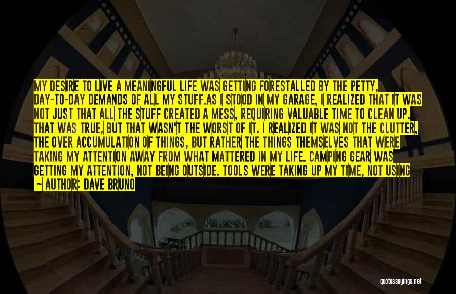 Dave Bruno Quotes: My Desire To Live A Meaningful Life Was Getting Forestalled By The Petty, Day-to-day Demands Of All My Stuff.as I