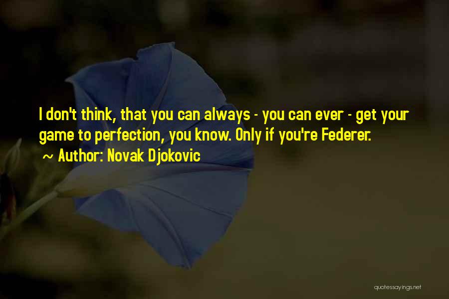 Novak Djokovic Quotes: I Don't Think, That You Can Always - You Can Ever - Get Your Game To Perfection, You Know. Only