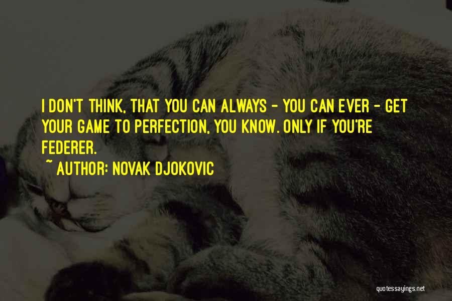 Novak Djokovic Quotes: I Don't Think, That You Can Always - You Can Ever - Get Your Game To Perfection, You Know. Only