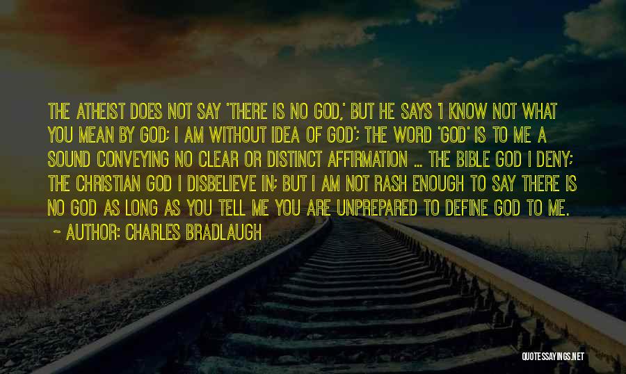 Charles Bradlaugh Quotes: The Atheist Does Not Say 'there Is No God,' But He Says 'i Know Not What You Mean By God;