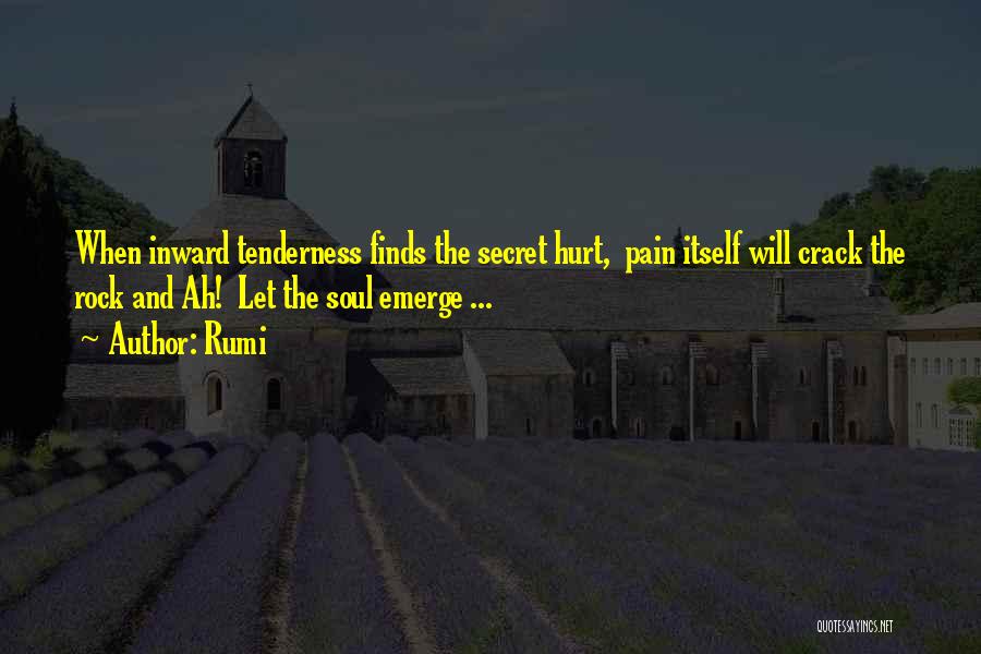 Rumi Quotes: When Inward Tenderness Finds The Secret Hurt, Pain Itself Will Crack The Rock And Ah! Let The Soul Emerge ...
