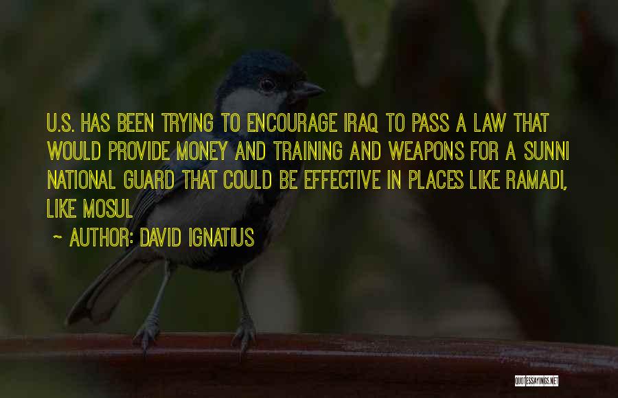 David Ignatius Quotes: U.s. Has Been Trying To Encourage Iraq To Pass A Law That Would Provide Money And Training And Weapons For
