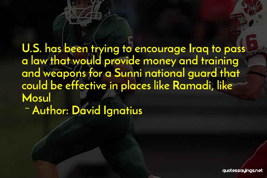 David Ignatius Quotes: U.s. Has Been Trying To Encourage Iraq To Pass A Law That Would Provide Money And Training And Weapons For
