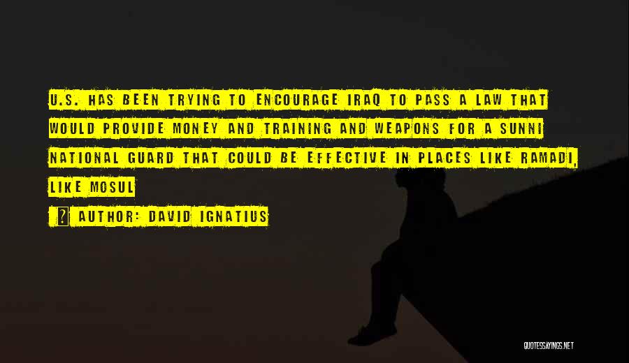 David Ignatius Quotes: U.s. Has Been Trying To Encourage Iraq To Pass A Law That Would Provide Money And Training And Weapons For