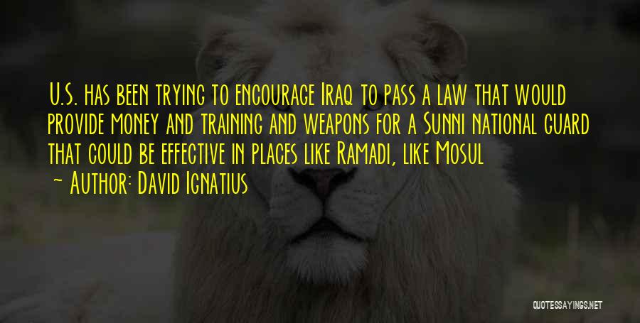 David Ignatius Quotes: U.s. Has Been Trying To Encourage Iraq To Pass A Law That Would Provide Money And Training And Weapons For