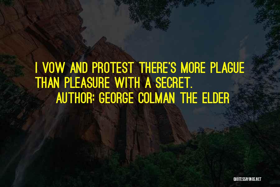 George Colman The Elder Quotes: I Vow And Protest There's More Plague Than Pleasure With A Secret.