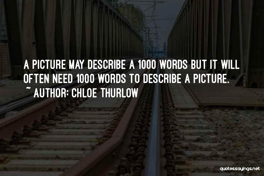 Chloe Thurlow Quotes: A Picture May Describe A 1000 Words But It Will Often Need 1000 Words To Describe A Picture.