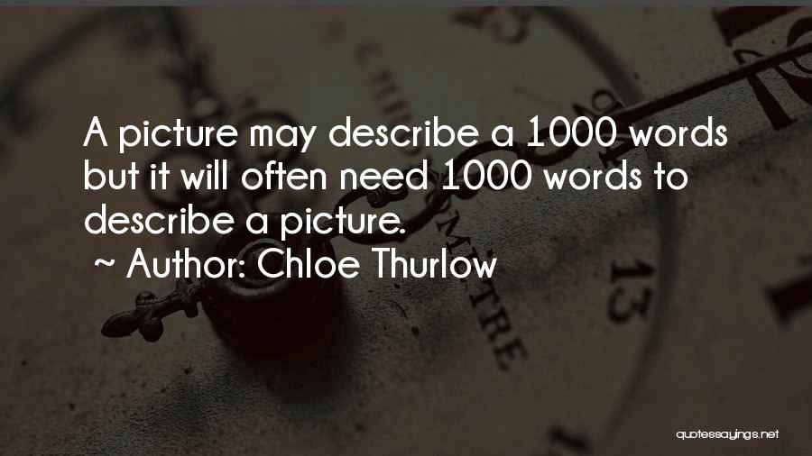 Chloe Thurlow Quotes: A Picture May Describe A 1000 Words But It Will Often Need 1000 Words To Describe A Picture.