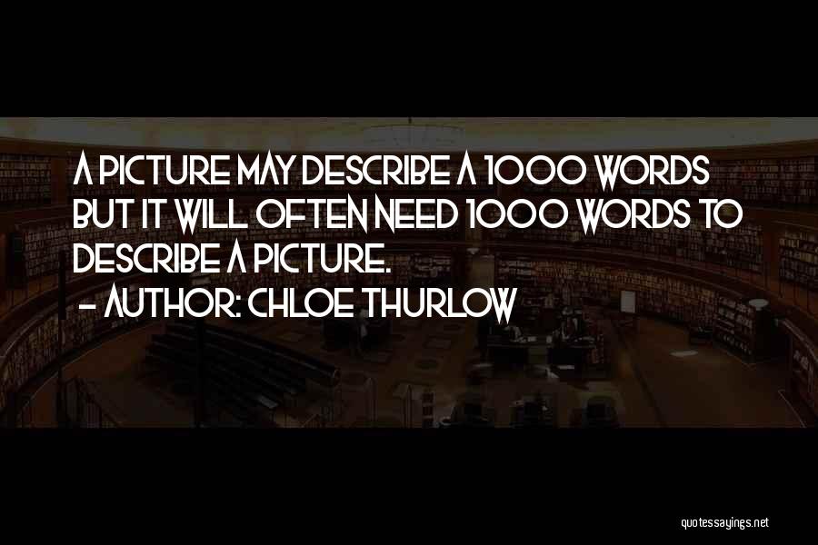 Chloe Thurlow Quotes: A Picture May Describe A 1000 Words But It Will Often Need 1000 Words To Describe A Picture.