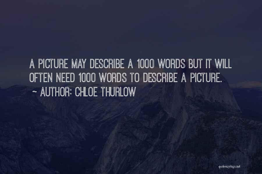 Chloe Thurlow Quotes: A Picture May Describe A 1000 Words But It Will Often Need 1000 Words To Describe A Picture.