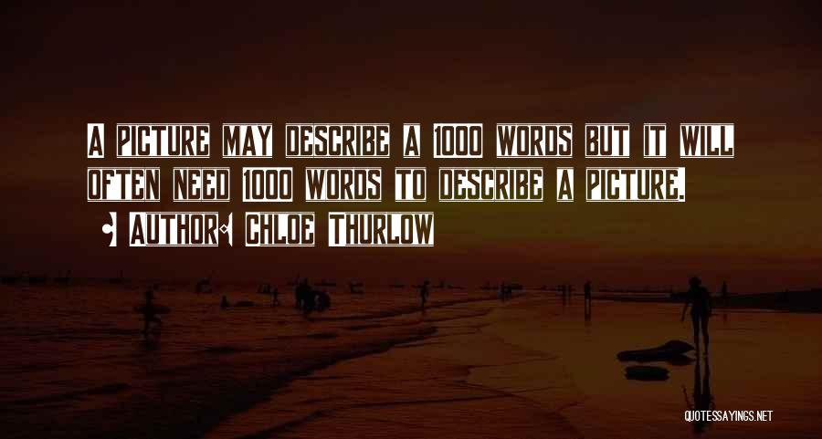 Chloe Thurlow Quotes: A Picture May Describe A 1000 Words But It Will Often Need 1000 Words To Describe A Picture.