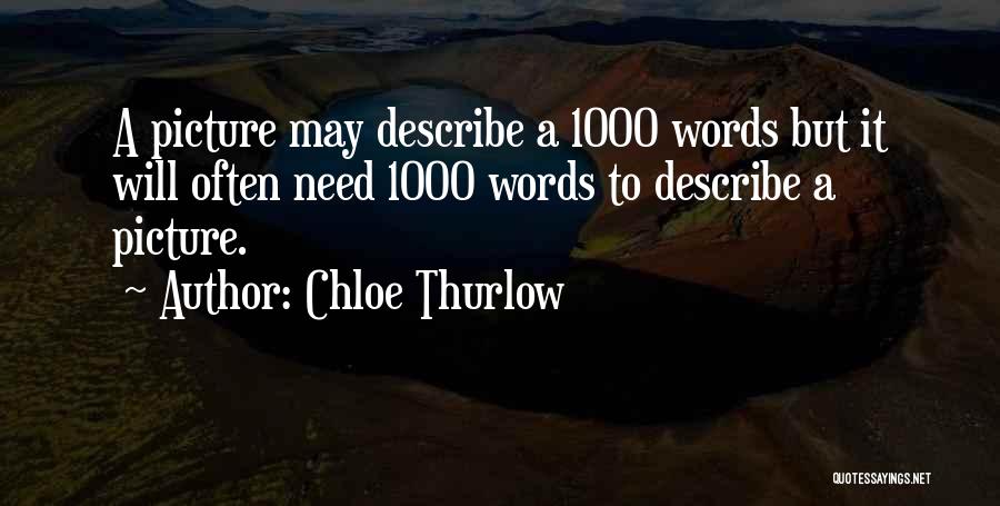 Chloe Thurlow Quotes: A Picture May Describe A 1000 Words But It Will Often Need 1000 Words To Describe A Picture.