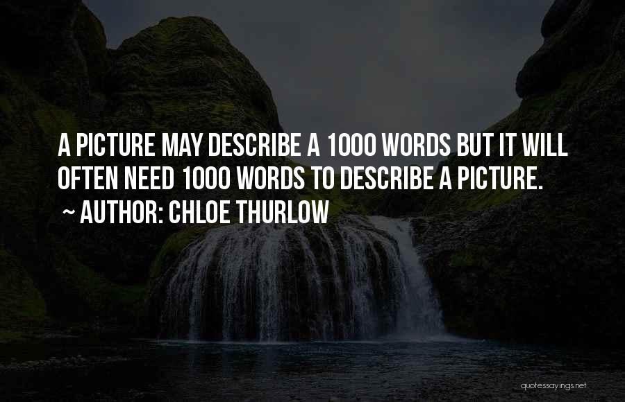 Chloe Thurlow Quotes: A Picture May Describe A 1000 Words But It Will Often Need 1000 Words To Describe A Picture.