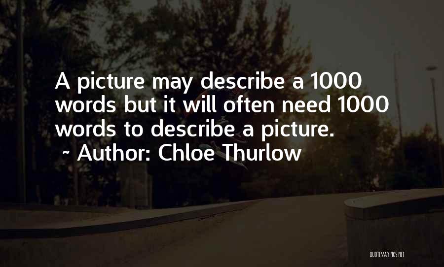 Chloe Thurlow Quotes: A Picture May Describe A 1000 Words But It Will Often Need 1000 Words To Describe A Picture.