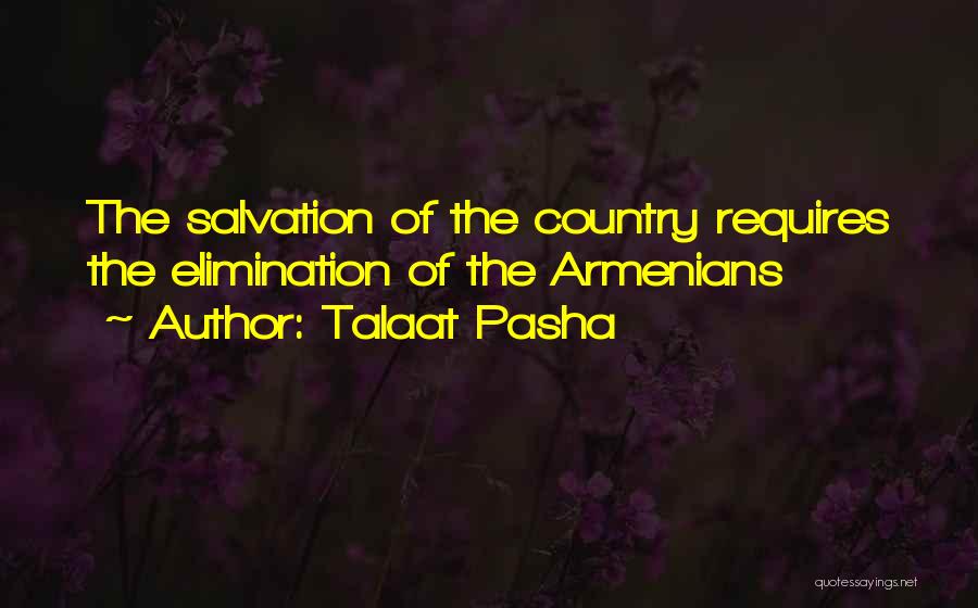 Talaat Pasha Quotes: The Salvation Of The Country Requires The Elimination Of The Armenians