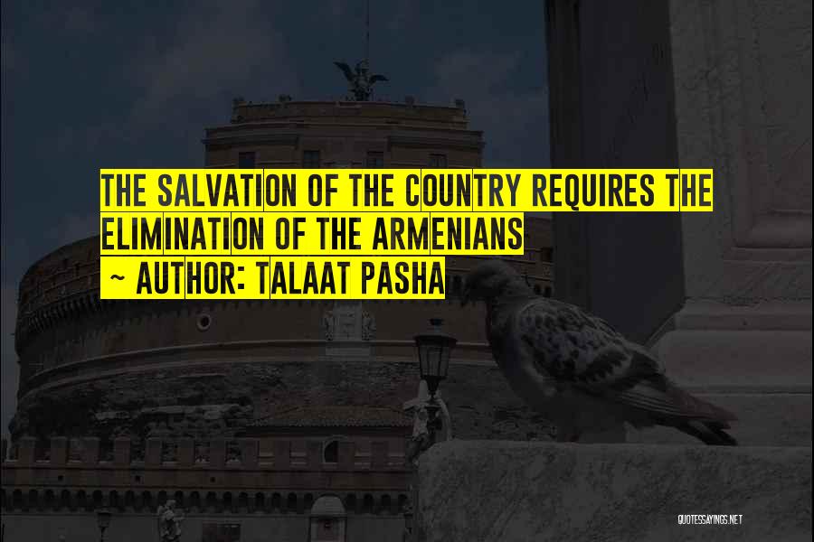 Talaat Pasha Quotes: The Salvation Of The Country Requires The Elimination Of The Armenians