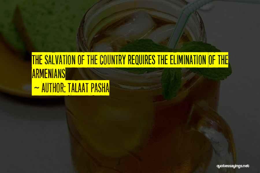 Talaat Pasha Quotes: The Salvation Of The Country Requires The Elimination Of The Armenians
