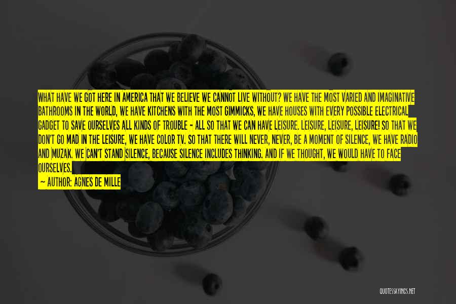 Agnes De Mille Quotes: What Have We Got Here In America That We Believe We Cannot Live Without? We Have The Most Varied And