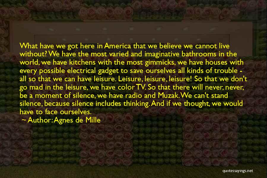 Agnes De Mille Quotes: What Have We Got Here In America That We Believe We Cannot Live Without? We Have The Most Varied And