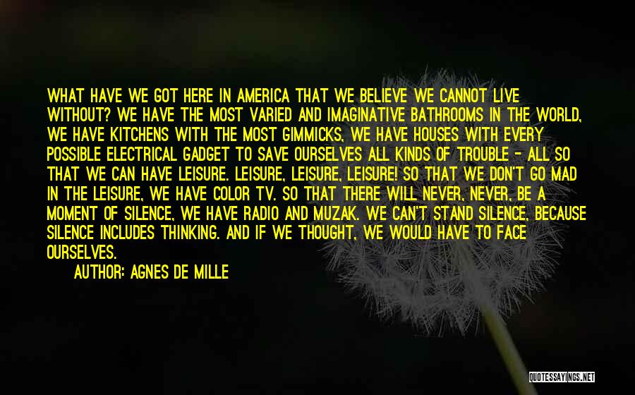 Agnes De Mille Quotes: What Have We Got Here In America That We Believe We Cannot Live Without? We Have The Most Varied And