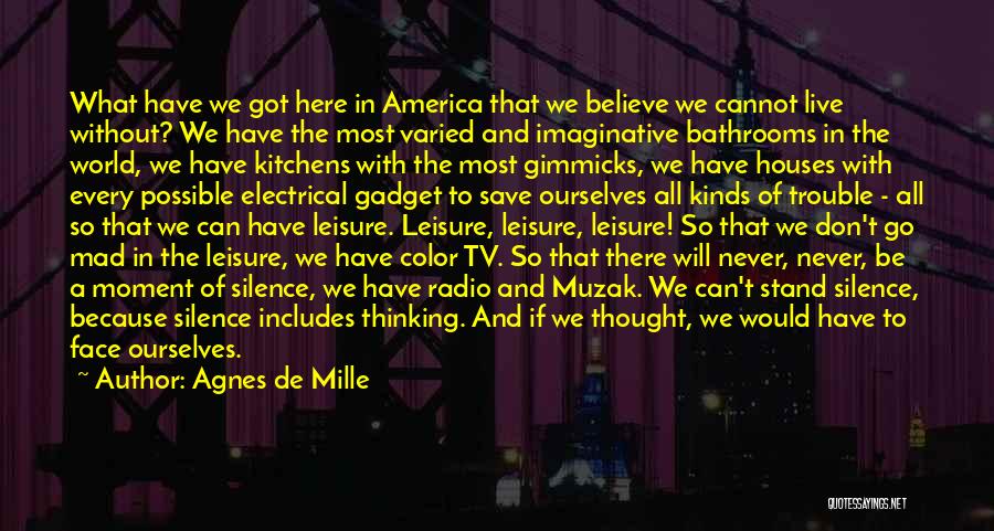 Agnes De Mille Quotes: What Have We Got Here In America That We Believe We Cannot Live Without? We Have The Most Varied And