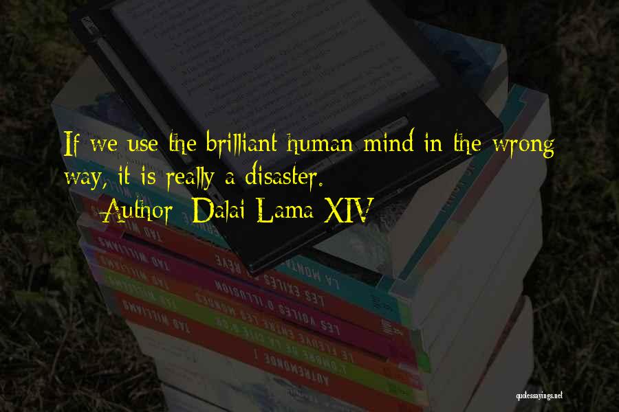 Dalai Lama XIV Quotes: If We Use The Brilliant Human Mind In The Wrong Way, It Is Really A Disaster.