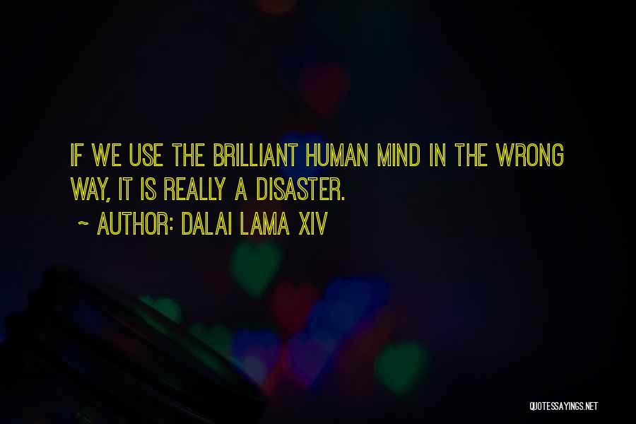 Dalai Lama XIV Quotes: If We Use The Brilliant Human Mind In The Wrong Way, It Is Really A Disaster.