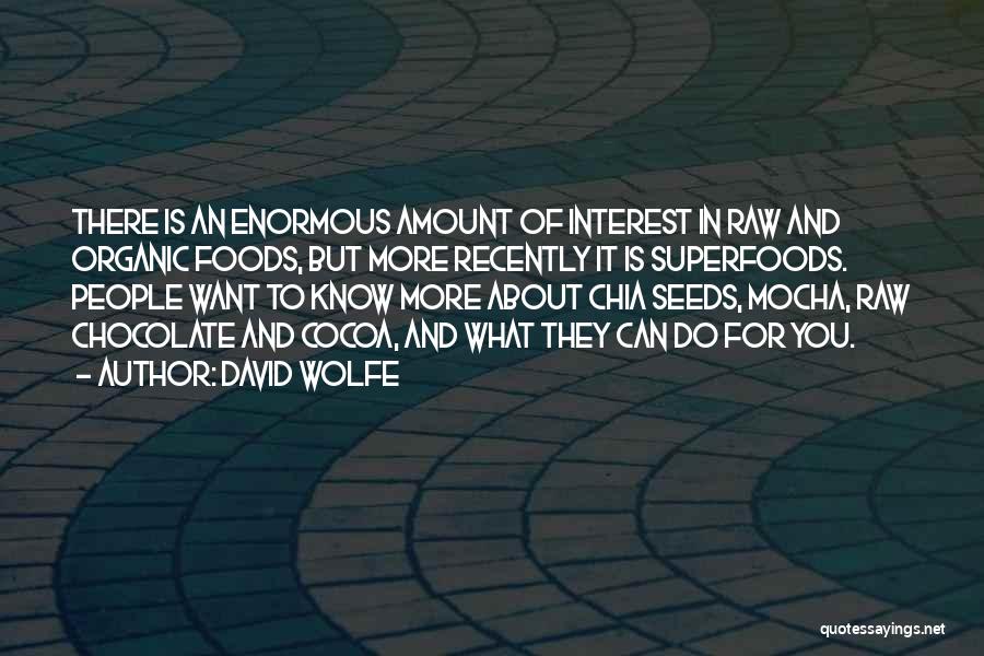 David Wolfe Quotes: There Is An Enormous Amount Of Interest In Raw And Organic Foods, But More Recently It Is Superfoods. People Want