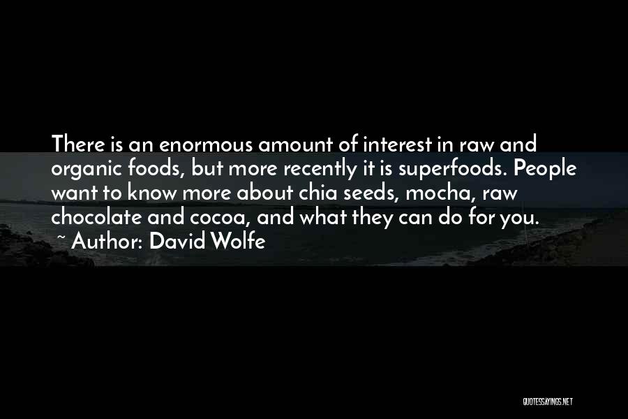 David Wolfe Quotes: There Is An Enormous Amount Of Interest In Raw And Organic Foods, But More Recently It Is Superfoods. People Want