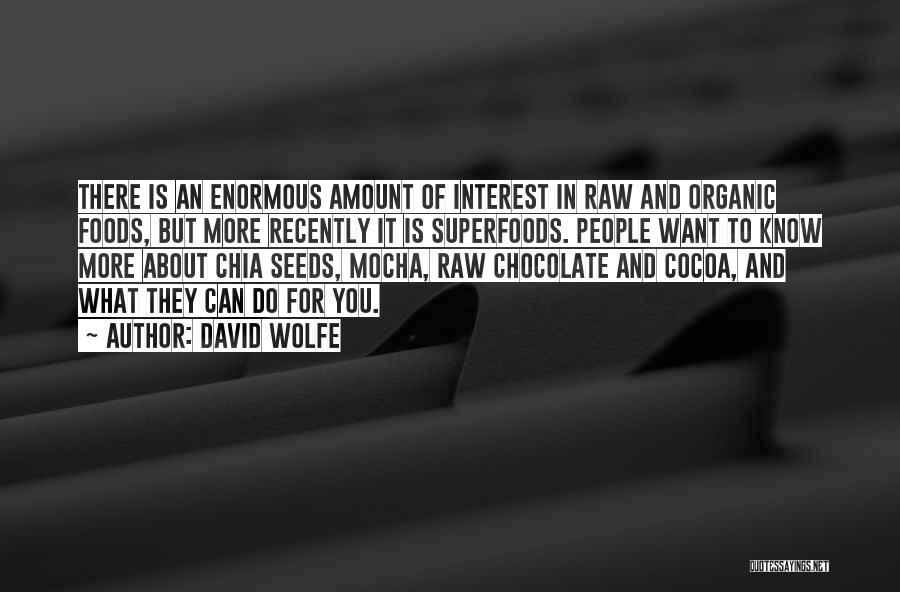 David Wolfe Quotes: There Is An Enormous Amount Of Interest In Raw And Organic Foods, But More Recently It Is Superfoods. People Want