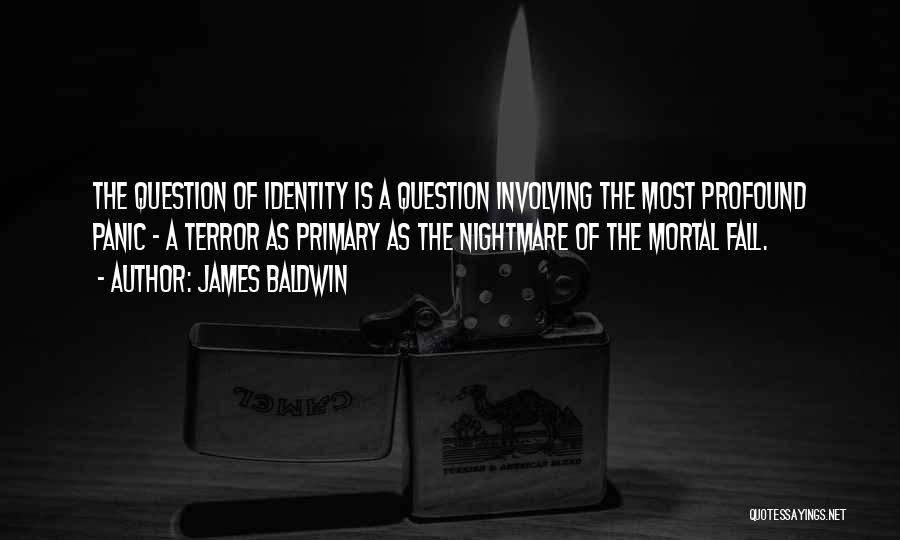 James Baldwin Quotes: The Question Of Identity Is A Question Involving The Most Profound Panic - A Terror As Primary As The Nightmare