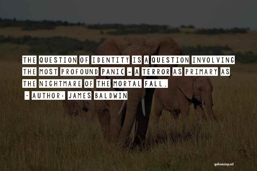 James Baldwin Quotes: The Question Of Identity Is A Question Involving The Most Profound Panic - A Terror As Primary As The Nightmare