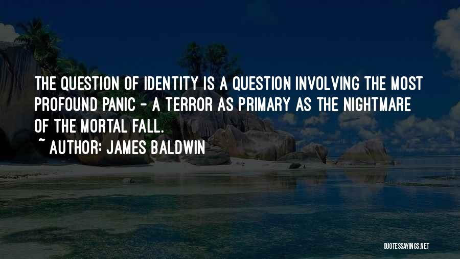 James Baldwin Quotes: The Question Of Identity Is A Question Involving The Most Profound Panic - A Terror As Primary As The Nightmare