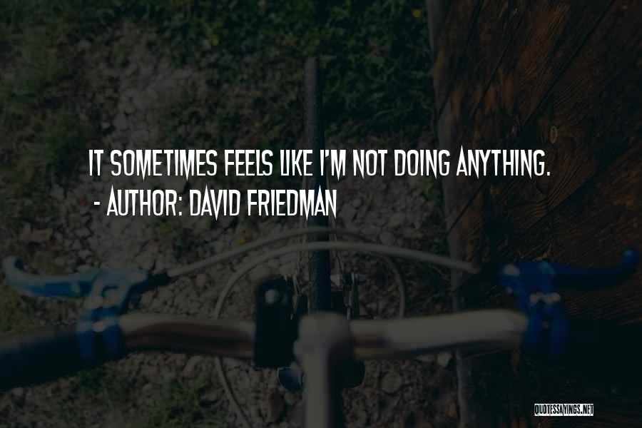 David Friedman Quotes: It Sometimes Feels Like I'm Not Doing Anything.