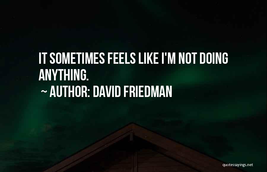 David Friedman Quotes: It Sometimes Feels Like I'm Not Doing Anything.