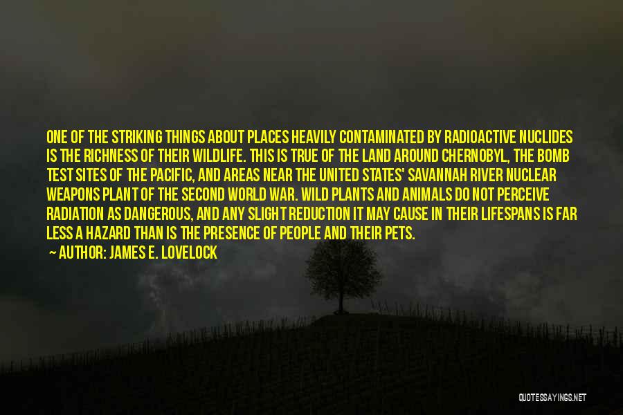 James E. Lovelock Quotes: One Of The Striking Things About Places Heavily Contaminated By Radioactive Nuclides Is The Richness Of Their Wildlife. This Is