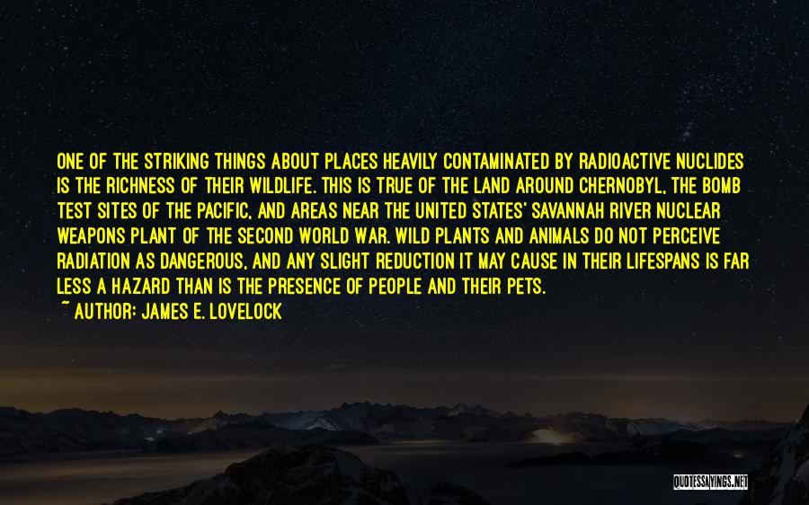 James E. Lovelock Quotes: One Of The Striking Things About Places Heavily Contaminated By Radioactive Nuclides Is The Richness Of Their Wildlife. This Is